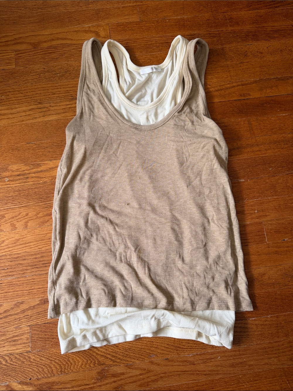 Zara Layered Tank Top in Beige and Cream